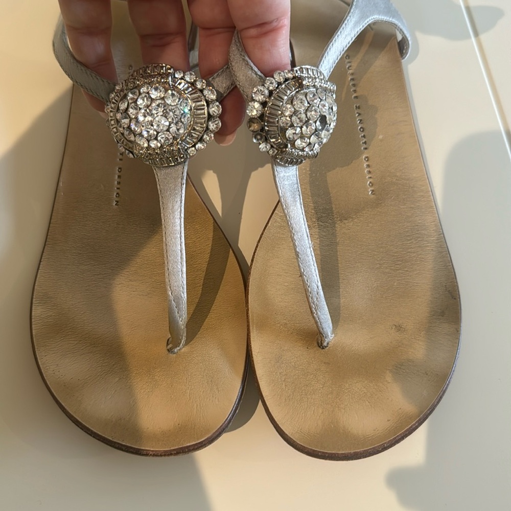 Guseppe Zanetti silver rhinestone sandals